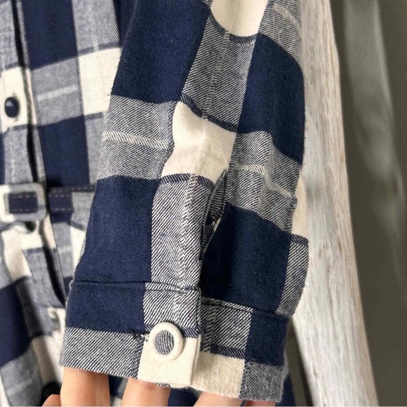 ANGL Plaid Midi Dress Shirtwaist 3/4 Sleeve Belted Small - Picture 8 of 9